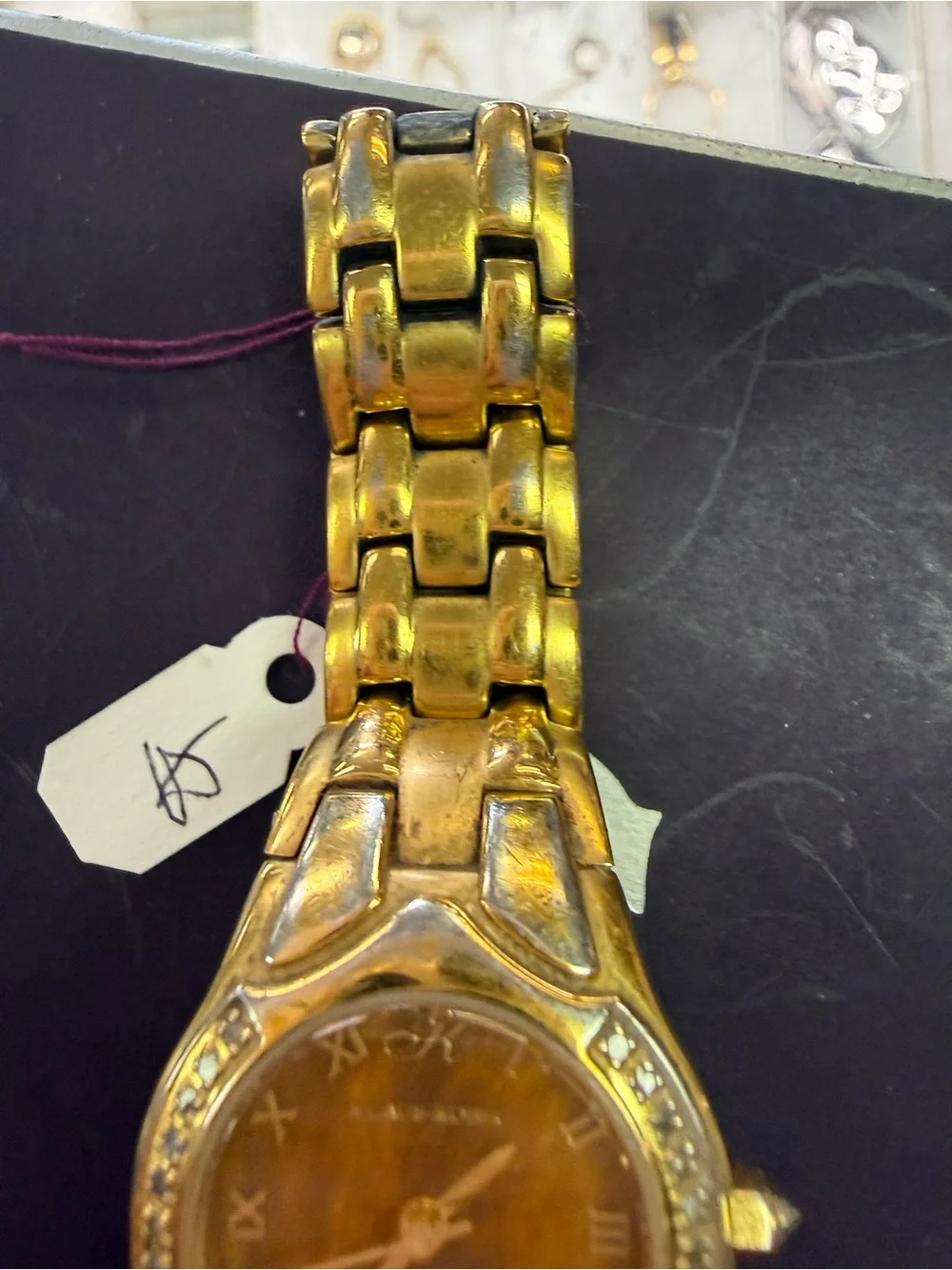 ⭐️Vintage USED Klaus Kobec Decorum Gold-Tone Women's Watch w/22 real diamonds
